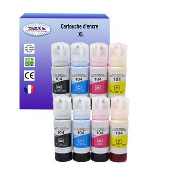 Lot de 8 Encres compatibles Epson 104 - 70ml