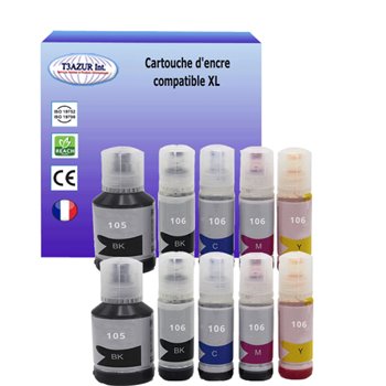 Lot de 10 Bouteilles d'encre compatibles ave EPSON 105 / 106