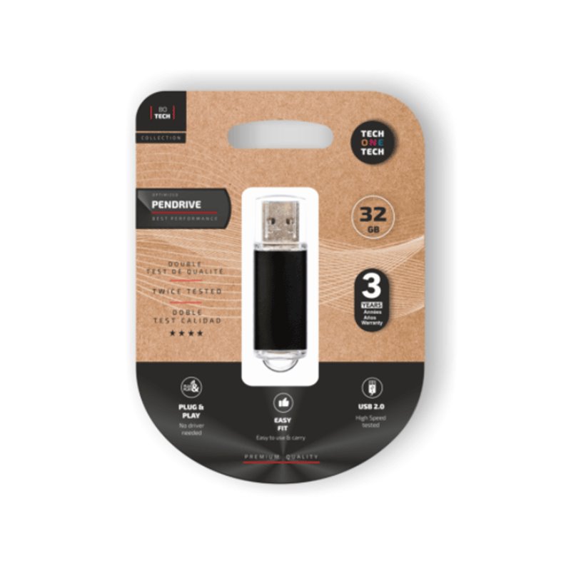 TechOneTech Mémoire de base USB 2.0 32 Go (clé USB) - Noir