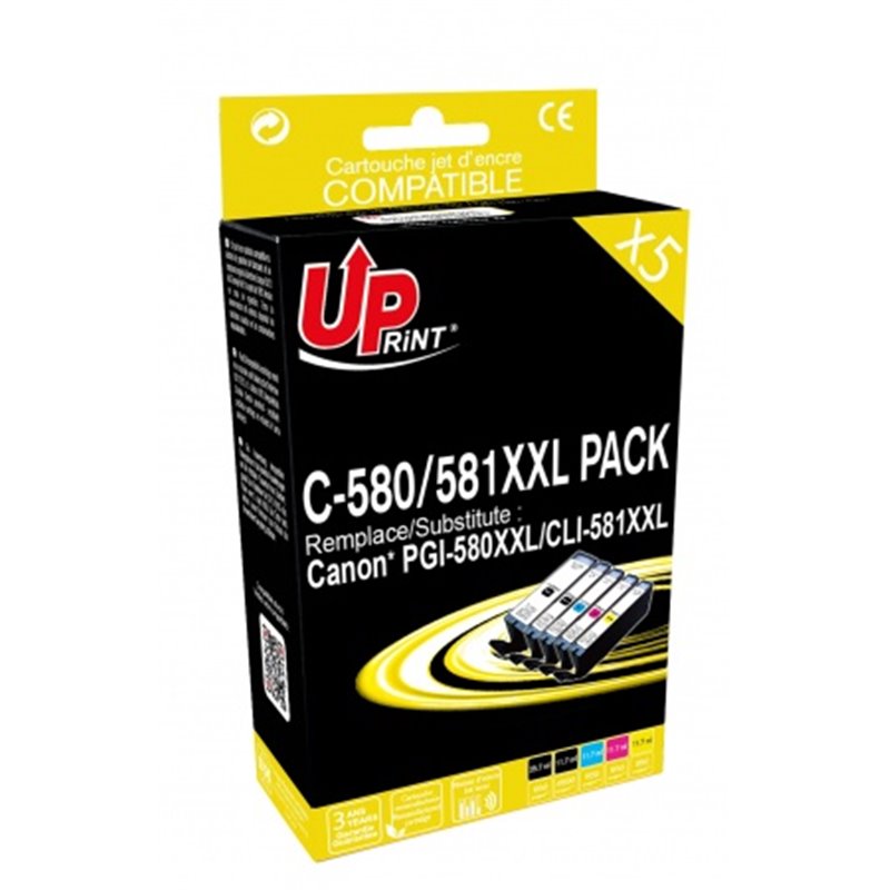 Uprint - Lot de 5 Cartouches Compatibles Canon PGI-580/CLI851 XXL