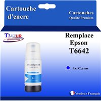 Recharge encre ccompatible Epson T6642 (C13T664240) -Cyan - 70ml