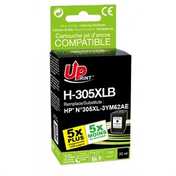 Uprint - Cartouche d'encre compatible avec HP 305XL (3YM62AE/3YM61AE) - Noire - 700p