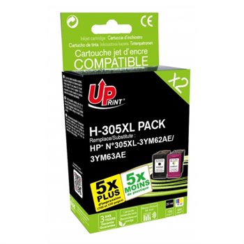 Uprint - Lot de 2 Cartouches d'encre compatibles avec HP 305XL - (Noire+Couleur)