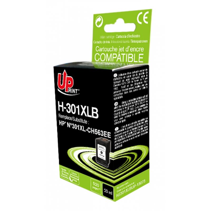 Uprint - Cartouche compatible HP 301XL (CH561EE/CH563EE) - Noire - 20ml