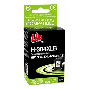 Uprint - Cartouche compatible HP 304XL (N9K08AE/N9K06AE) - Noire - 20ml (700p)
