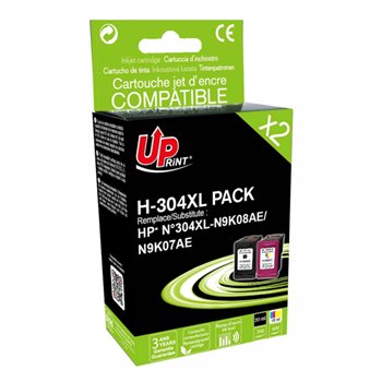Uprint - Lot de 2 cartouches compatibles HP 304XL (Noir+Couleur)-20ml+18ml (700p+400p)