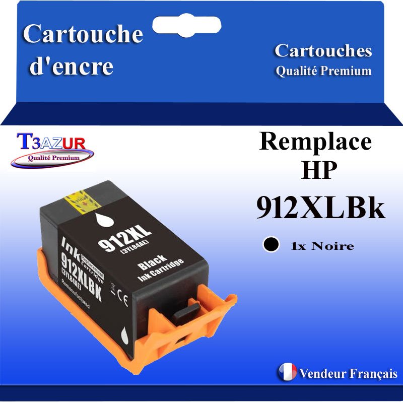 Cartouche compatible avec HP 912XL (3YL84AE/3YL80AE) - Noire - 825p