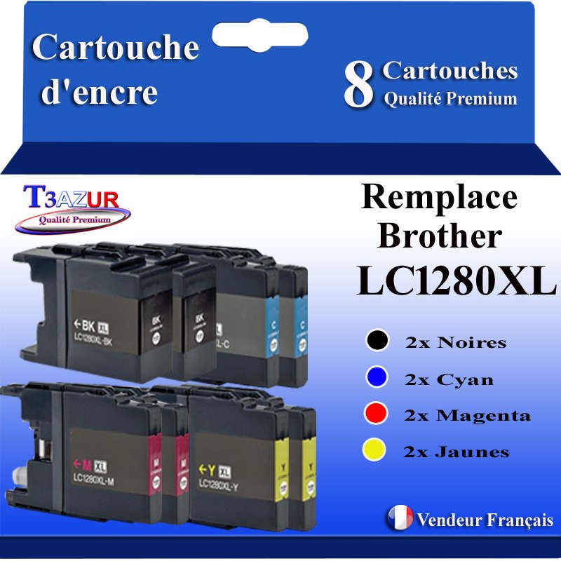 Lot de 8 Cartouche compatible Brother LC1240 / LC1280XL