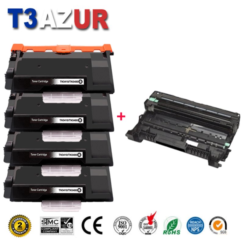 4Toner+Tambour compatible Brother TN3430/ TN3480/ DR3400