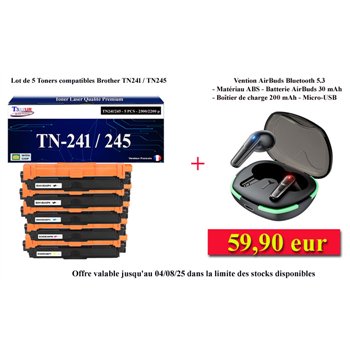 Lot de 5 Toners compatibles Brother TN241 / TN245