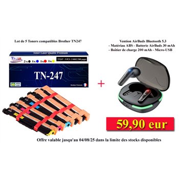 Lot de 5 Toners compatibles Brother TN247/ TN243