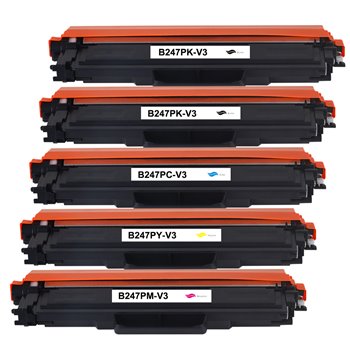 Lot de 5 Toners compatibles Brother TN247/ TN243