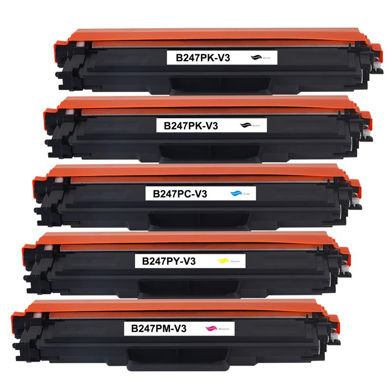 Lot de 5 Toners compatibles Brother TN247/ TN243