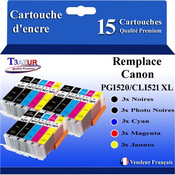 Lot de 10 Cartouches compatibles Canon PGI520/CLI-521