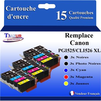 Lot de 10 cartouches compatibles Canon PGI-525/CLI526 (avec puce)