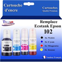 Lot de 4 Bouteilles d'encre compatible avec Epson 102