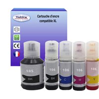 Lot de 5 Bouteilles d'encre compatibles ave EPSON 105 / 106