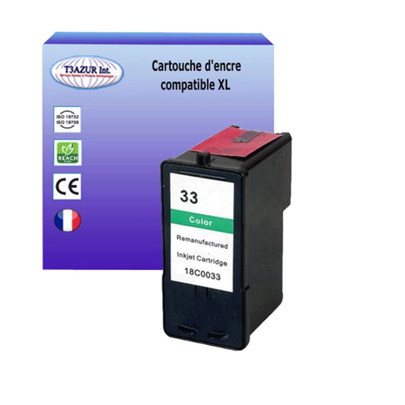 Cartouche compatible Lexmark 33 (18CX033E) - Couleur - 15ml