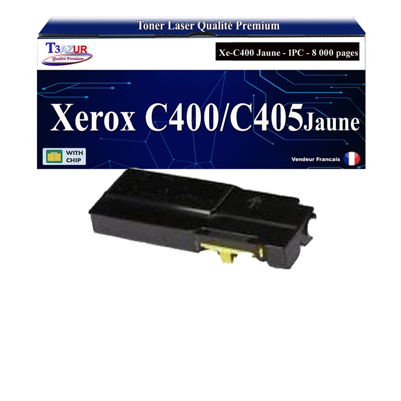 Toner compatible Xerox VersaLink C400/C405 (106R03529/106R03517/106R03501)- Jaune -8 000 pages
