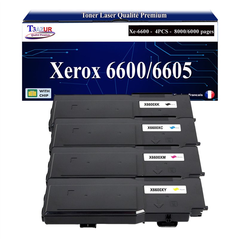 4x Toners compatibles avec Xerox Phaser 6600/6605