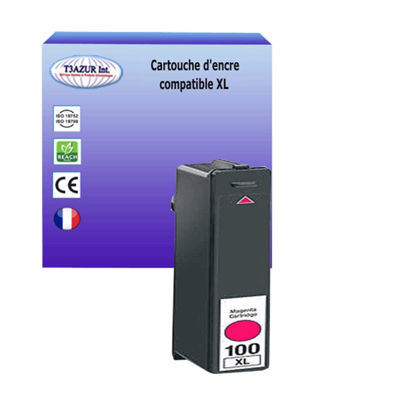 Cartouche compatible Lexmark 100XL (14N1070E/14N1094E/14N0901E/14N0921E) - Magenta -12,50ml