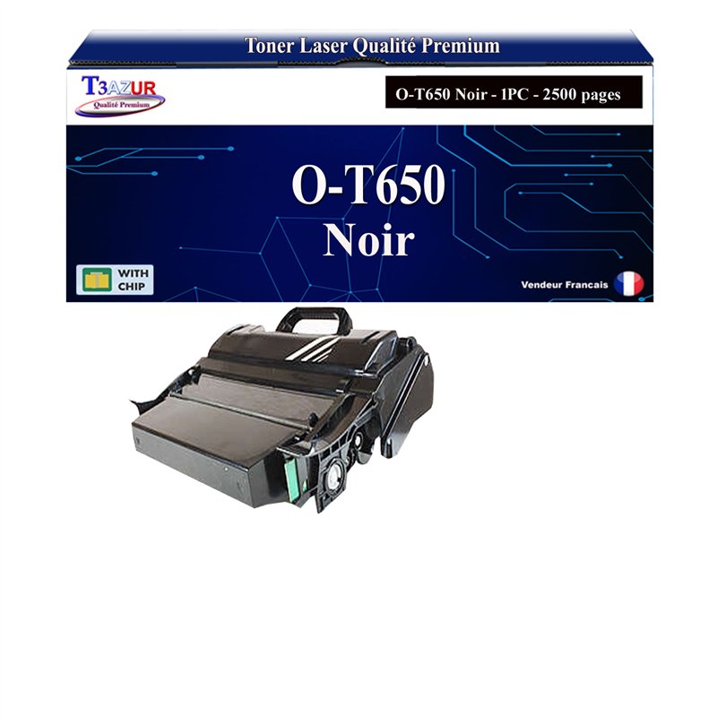 Toner Compatible Lexmark T650 Noir – T3AZUR – Haute Capacité pour OKI MB780 / MB790