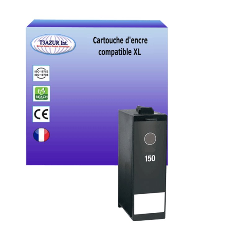 Cartouche compatible Lexmark 150XL/155XL (14N1614E/14N1619E) - Noire - 35ml