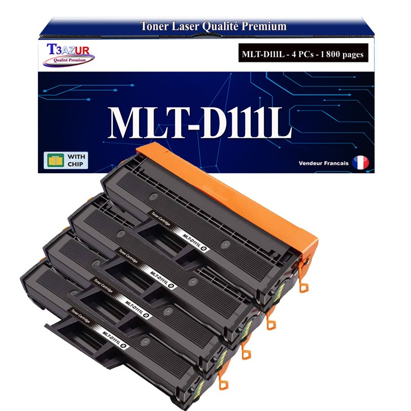Lot de 4 Toners compatibles avec Samsung MLT-D111L/MLT-D111S (SU799A/SU810A) - 1 800 pages