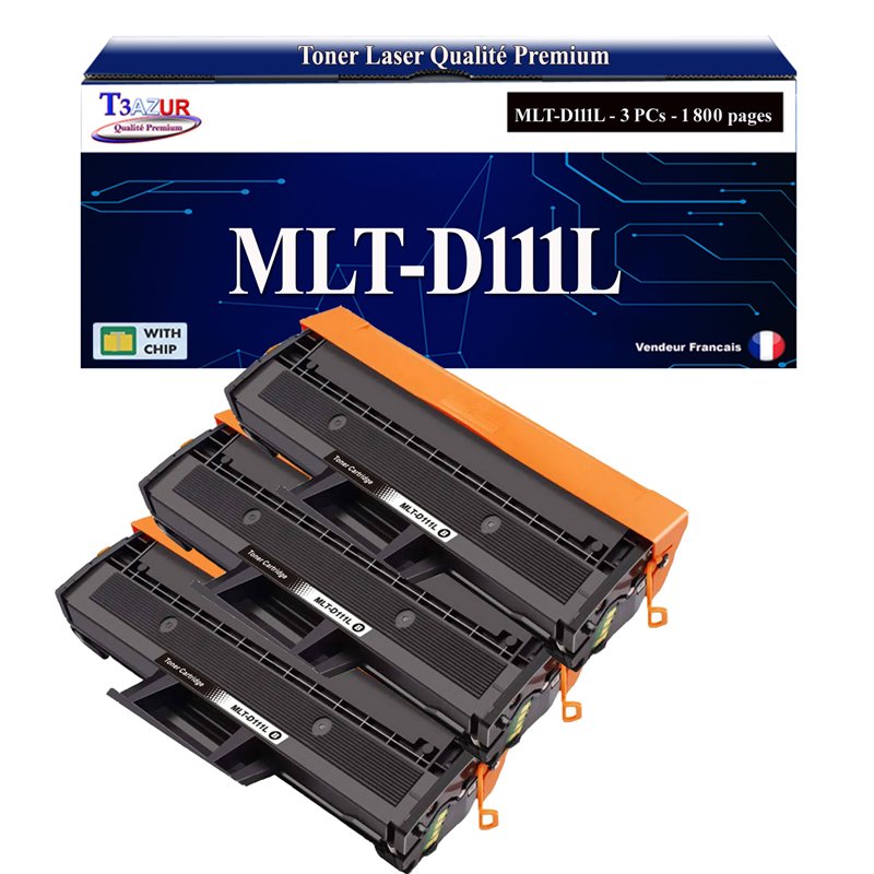Lot de 3 Toners compatibles avec Samsung MLT-D111L/MLT-D111S (SU799A/SU810A) - 1 800 pages
