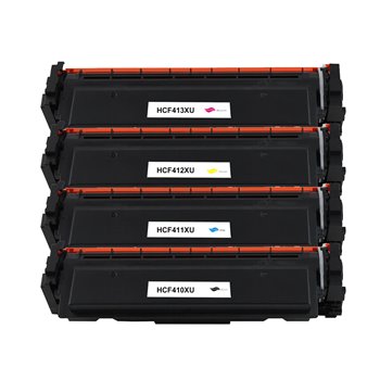 Lot de 4 Toners compatibles HP CF410X/ CF411A/ CF412A/ CF413A (410X/410A)