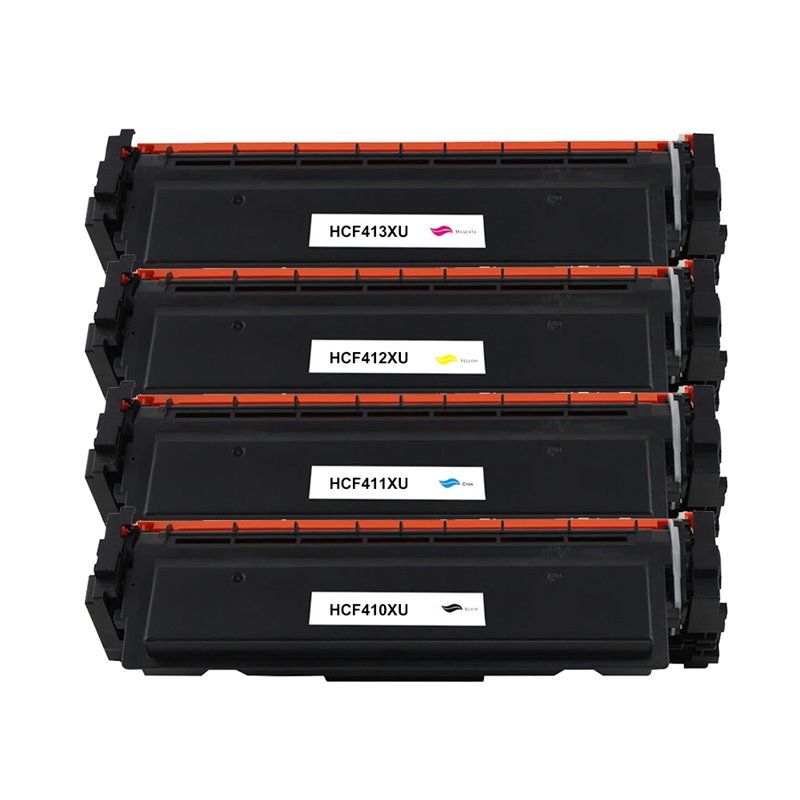 Lot de 4 Toners compatibles HP CF410X/ CF411A/ CF412A/ CF413A (410X/410A)