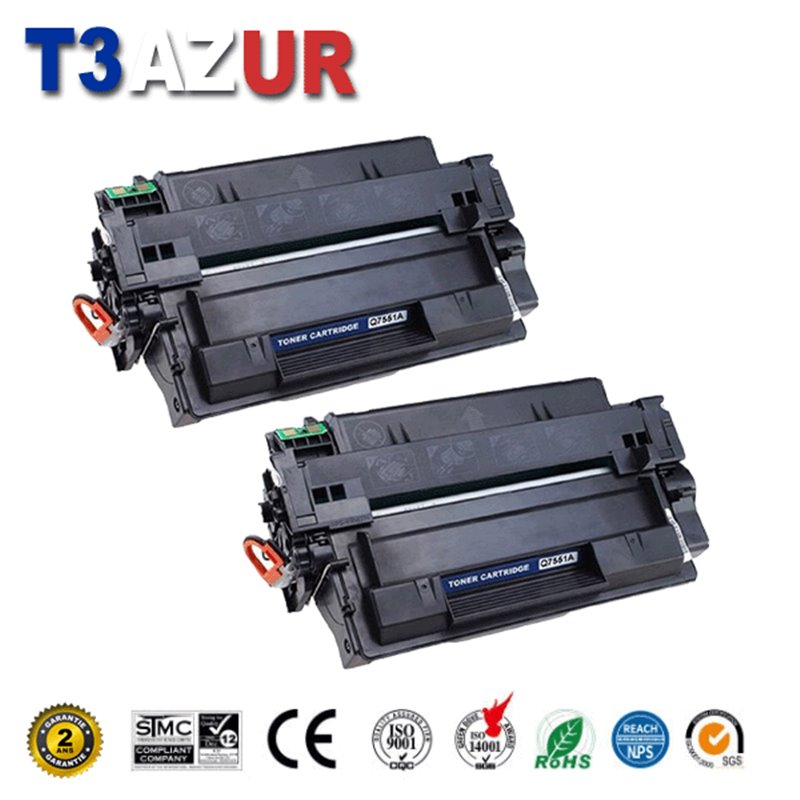 Lot de 2 Toners compatibles HP Q7551A (51A) -6 500 pages