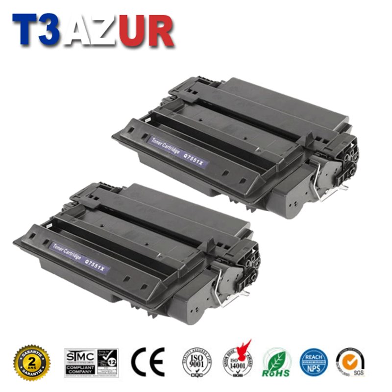 Lot de 2 Toners compatibles HP Q7551X (51X) -13 000 pages