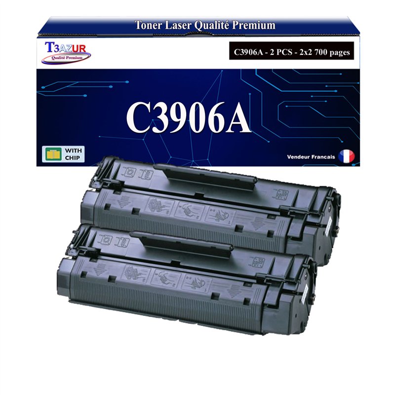 Lot de 2 Toners compatibles HP C3906A (06A) - 2 700 pages Lot de 2 Toners compatibles HP C3906A (06A) - 2 700 pages