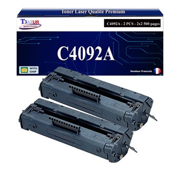 Lot de 2 Toners compatibles HP C4092A (92A) - 2 500 pages