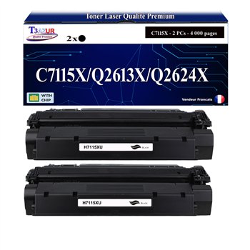 2x Toners compatibles avec HP C7115X/Q2613X/Q2624X (15X/13X/24X)