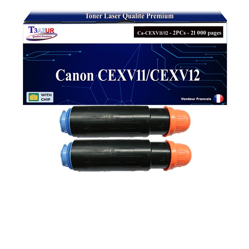 Lot de 2 Toners compatibles Canon CEXV11/CEXV12 (9629A002/9634A002)- 21 000 pages