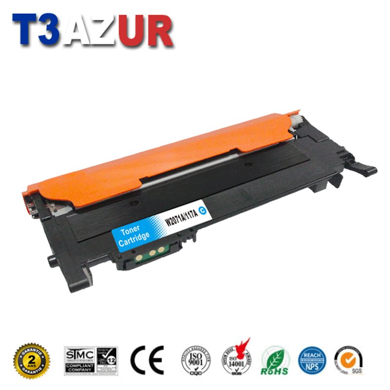 Toner compatible HP W2071A (117A) Cyan - 700 pages (avec puce)