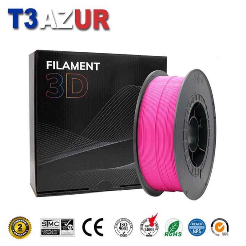 Filament d'imprimante PLA 3D - Diamètre 1.75mm - Bobine 1kg - Couleur Rose Pastel