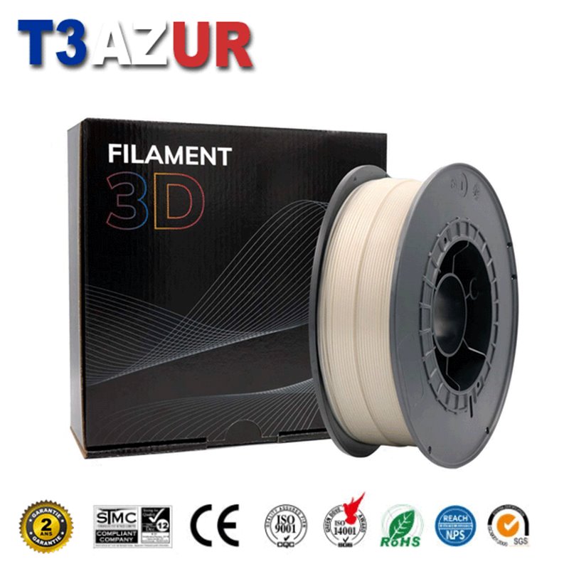 Filament d'imprimante PLA 3D - Diamètre 1.75mm - Bobine 1kg - Couleur Perle