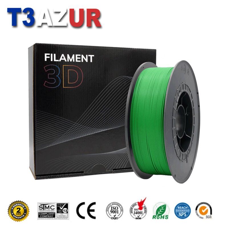 Filament d'imprimante PLA 3D - Diamètre 1.75mm - Bobine 1kg - Couleur Vert