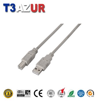 Câble d'imprimante Aisens USB 2.0 - Type A mâle vers Type B mâle - 1,0 m - Couleur beige
