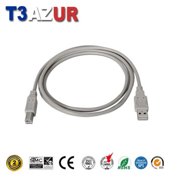 Câble d'imprimante Aisens USB 2.0 - Type A mâle vers Type B mâle - 1,0 m - Couleur beige