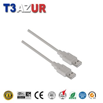 Câble USB 2.0 Aisens - Type A Mâle vers A Mâle - 1.0m - Couleur Beige