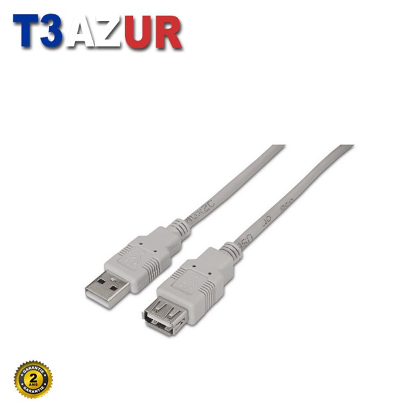 Aisens Câble d'Extension USB 2.0 - Type A Mâle vers Type A Femelle - 1.0m - Couleur Beige