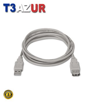 Aisens Câble d'Extension USB 2.0 - Type A Mâle vers Type A Femelle - 1.0m - Couleur Beige