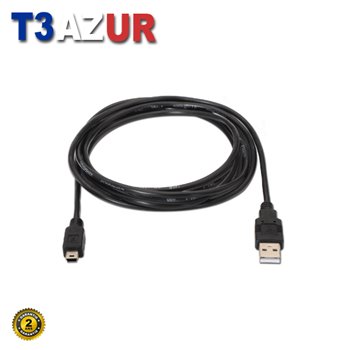 Câble USB 2.0 Aisens - Type A Mâle vers Mini B Mâle - 0.5m - Couleur Noir