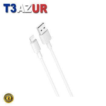 Câble XO USB-A Mâle vers Lightning - Recharge + Transmission de Données Haut Débit - 2.4A - 1m - Couleur Blanche