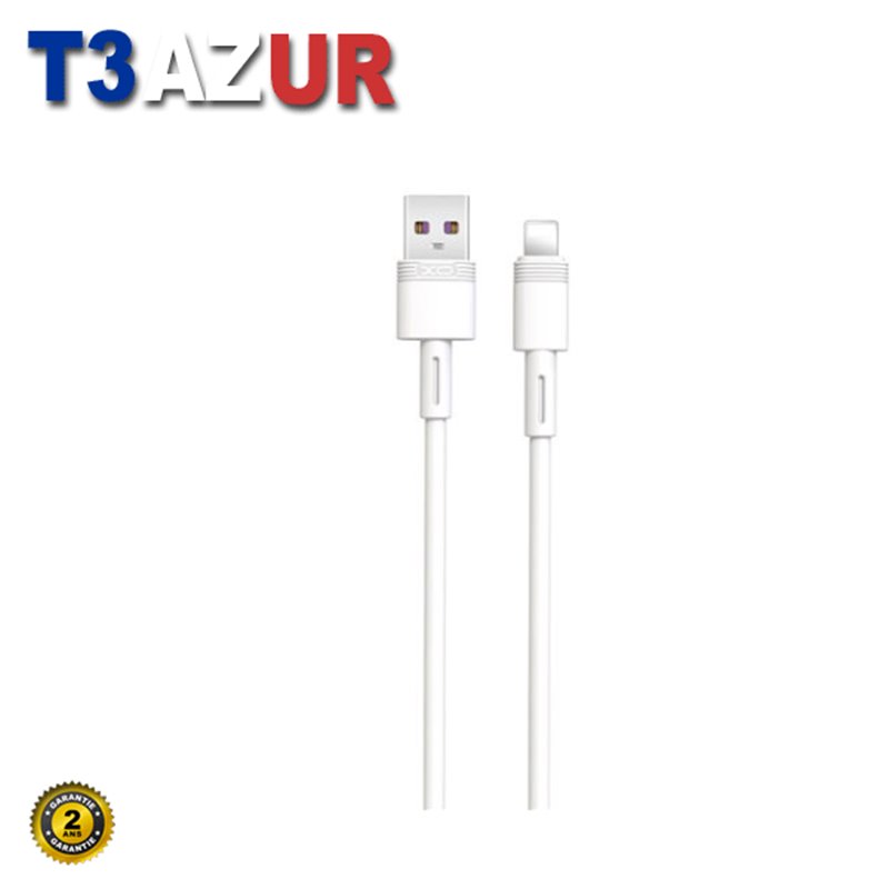 XO NB166 Câble USB-A Mâle vers Lightning 5A - Recharge + Transmission de Données Haut Débit - Longueur 1m