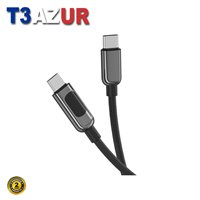 XO Câble Tressé USB-C Mâle vers USB-C Mâle 60W avec Affichage LED - Charge + Transmission de Données Haut Débit - Longueur 1m